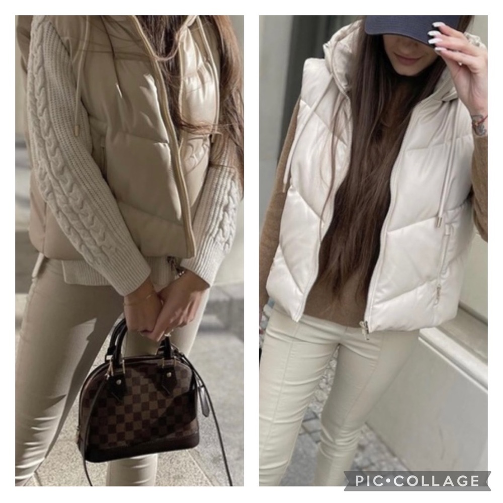 Zara Hooded faux leather vest - Picture 2 of 9